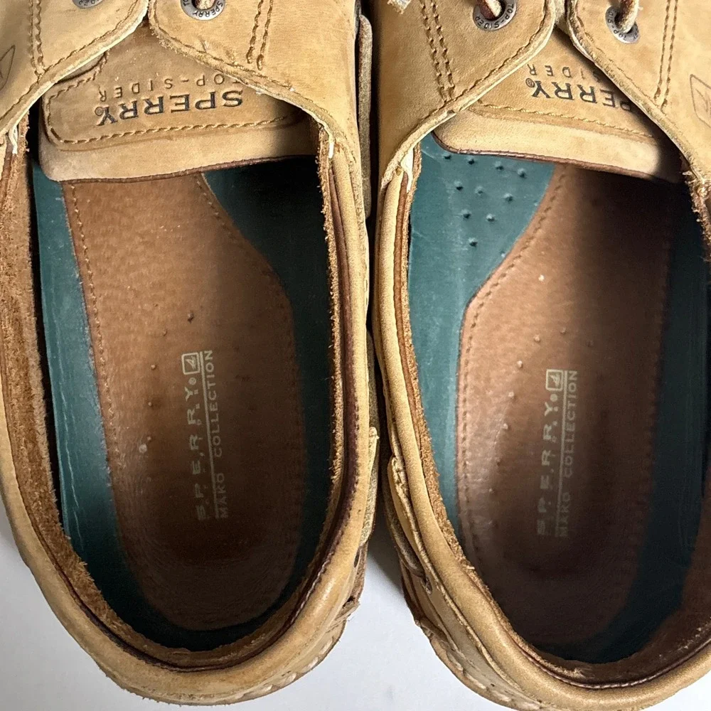Sperry Boat Shoes 13M Tan Leather Moccasin Toe Casual Preppy Non Marking Classic